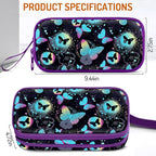 Cute Pencil Case for Girls, Large Girls Pencil Pouch for School Supplies, Portable Butterfly Pen Bag, Aesthetic Pen Box with Zipper, 2 Compartments Stationary Organizer for Kids Teens Students Adults
