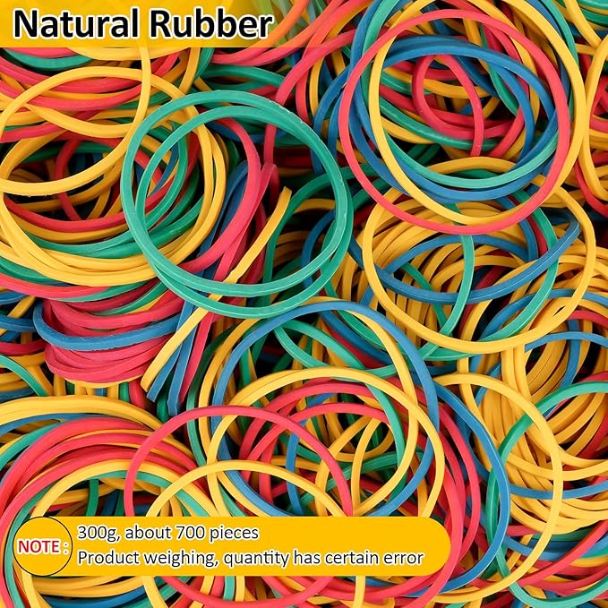 MOWPOG 700 Pcs Rubber Bands, Size #16 Reusable Elastic Rubber Band for Office Supplies File Folders, Home Packaging, Crafts DIY Bundling, Multipurpose (Colored)