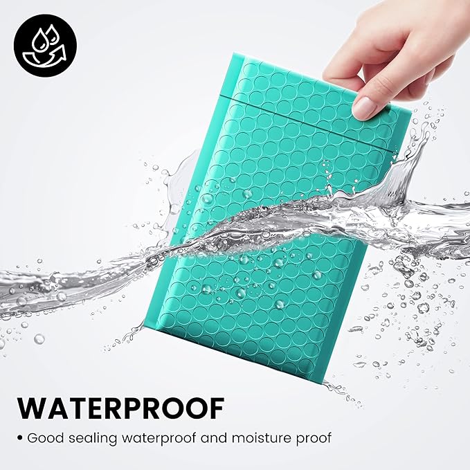 Fuxury Teal Bubble Mailers 4x8" 4000 Pack, Waterproof Padded Envelopes Self Seal Bubble Envelopes, Padded Mailers for Small Business, Envelope Mailers Usable Size 4x7"