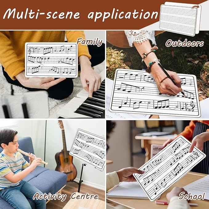 10 Pack Double Sided Music Staff Whiteboard -9''x12'' Keyboard Whiteboard Portable Durable Mini Dry Erase Board for Students Teachers Music Classroom Supplies Music Teacher Gifts