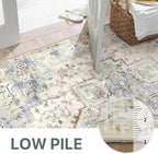 GENIMO 5x7 Area Rugs for Living Room, Machine Washable Rug, Non Slip Indoor Vintage Rug, Low Pile Lightweight Chenille Print Carpet for Bedroom Dining Room Home Office, Mint Sage