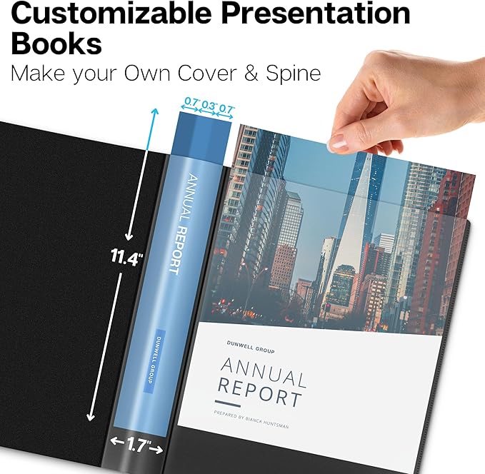 Dunwell Presentation Binder 12-Pocket, Displays 24 Pages, 8.5x11 Portfolio Binder with Plastic Sleeves, Storage and Organizer for Documents, Certificates, Projects, Photos (3 Pack, Black)