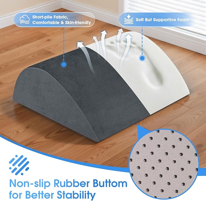 ComfyInLove Foot Rest for Under Desk at Work - Non-Slip Foot Stool with 3 Adjustable Heights, Ergonomic Under Desk Footrest with Washable Cover for Desk, Home, Office, Car (Dark Grey)