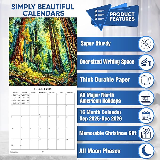 2026 National Parks through the Eyes of Van Gogh Monthly Wall Calendar - Art from America's National Parks in the Style of Vincent Van Gogh | Impressionist Style Paintings Calendar 2025-2026