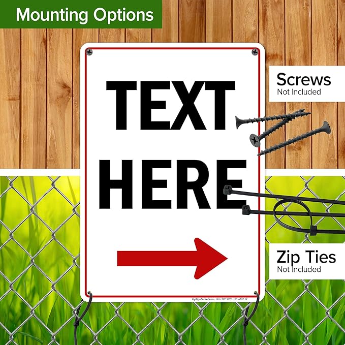 Custom Arrow,Custom Directional Sign, Right Arrow, 10x14 Inches, Rust Free .040 Aluminum, Fade Resistant, Made in USA by My Sign Center