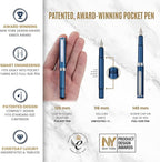 Scriveiner Luxury EDC Fountain Pen (Fine), Stunning Matt Blue Pocket Pen, Chrome Finish, Schmidt German Nib, Converter, Best Writing Pen Gift Set for Men & Women, Nice Fancy Office Designer Pen