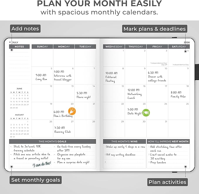Clever Fox Dated Planner 2026-2027 – Weekly Life Planner Notebook for Time Management – Planner with Habits Tracker & To-Do List (Black)