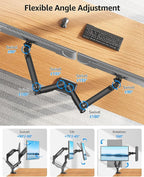 MOUNTUP Dual Monitor Mount Holds 4.4-26.5lbs, Heavy Duty Monitors Arm for 39 37 34 32 27inch,Double Monitor Stand for 2 Monitor, Height Adjustable Monitors Desk Mount with C-Clamp＆Grommet Base