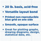 ALVIN Cross Section Graph Paper Pad 50 Sheets 17" x 22" Model 1422-12 Acid-Free blue grid paper for drafting 4 x 4 Inches Grid - 50 Sheet 17 x 22 Inches