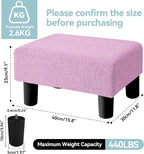 BRIAN & DANY Small Foot Stool Ottoman, Footstool with Legs, Teddy Velvet Foot Rest for Living Room, Bedroom and Office, Purple
