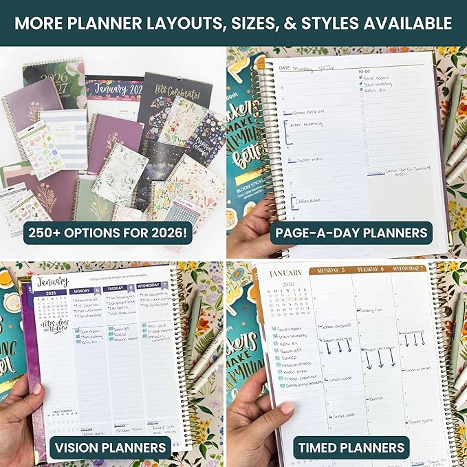 bloom daily planners 2026 Planner (January to December) - 8.5” x 11” Weekly & Monthly Dated Agenda Organizer Book with Stickers & Tabs - Flexible Soft Cover - Moments of Grace