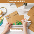 Silunkia Brown Blank Note Cards and Envelopes 4 x 6 Heavyweight Single Panel Cardstock and A4 Envelopes Printable Self Seal 20 Packs for Wedding Invitations, Baby Showers, Thank You Cards