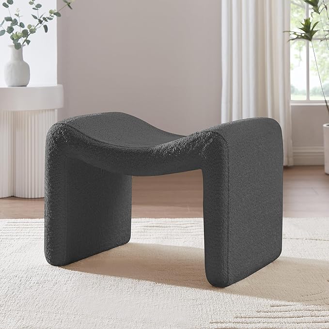 VANOMi Large Footstool Ottoman, Multi-Functional Modern Foot Stool, Sofa Footrest Extra Seating for Living Room, Entryway, Hallways and Bedrooms, Large, Dark Gray