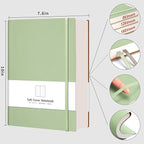 AHGXG Bullet Dotted Journal - 320 Pages Dot Grid Notebook B5 Large Journal, 100gsm Thick Dotted Paper, Leather Softcover, with Journal Stencils, Inner Pocket, 7.6'' X 10'' - LightGreen
