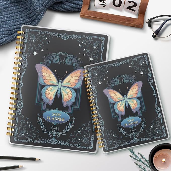 2026 Planner 8.5 x 11, Large Weekly Monthly Planners with Tabs, A4 Spiral Bound Daily Calendar 2026 Planner, 12 Month Agenda from Jan. to Dec., Flexible Cover Appointment Book(Color Butterfly)