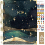 bloom daily planners HARDCOVER 2026 Planner (January to December) - 8.5” x 11” Weekly & Monthly Dated Agenda Organizer Book with Stickers & Tabs - Celestial Skies
