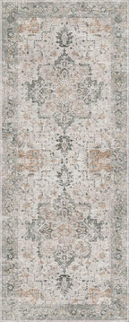GENIMO 2'6''x16 Runner Rugs for Hallway, Machine Washable Non Slip Vintage Rugs, Low Pile Soft Chenille Print Rug for enrtyway, Corridor, Home Office,Light Taupe Brown