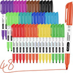 craftinova 12 Color 48 Pack Fine Point Markers,Assorted Colors Set, Work on Plastic Metal Wood Glass, Waterproof, Quick Drying,Fade Resistant, No Smear, Perfect for Classroom, Home, Office, 48 Count