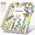 Hardcover Spiral Notebook journal with Removable Dividers Tabs, 300 Pages 5 Subject Notebook College Ruled, 100GMS Notebooks for Work School Note taking,Lined Journal for Women,Colorful Botanicals