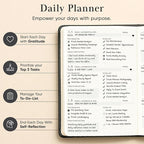 Mantra Planner 2026 Planner, Daily Journal & Gratitude Journal All-In-One with To Do List, Self Care Prompts & Habit Tracker - 7 x 10 - Black