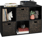Best Choice Products 6-Cube Storage Organizer, 13.5in Shelf Opening, Bookcase, Display Shelf, Customizable w/ 3 Removable Back Panels – Black