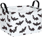 FUULOXE Halloween Bat Storage Basket with Handles Open Gifts&Candy Spooky Basket stuffers for Kids Baby Collapsible Women Organizer Bins Toys Boxes for Shelves Home Office