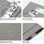 Ospelelf Vintage Hardcover 3 Ring 1 inch Leather Binder, Professional Binders Organizer Suitable for Letter Size Documents, Binder Dividers with Tabs, Faux Gray Leather