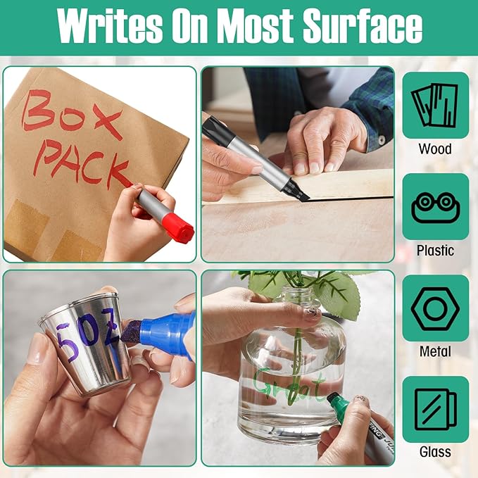 Fuutreo 32 Pcs Jumbo Permanent Markers Bulk Large Chisel Tip Permanent Markers Waterproof Jumbo Pens Quick Drying Office Supplies(Multicolor)