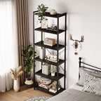 Casaottima Book Shelf, 6 Tier Tall Bookshelf, Modern Wood Bookcase Shelves for Bedroom, Industrial Display Shelf for Living Room Home Office Kitchen, Standing Shelving Unit Storage Organizer, Black