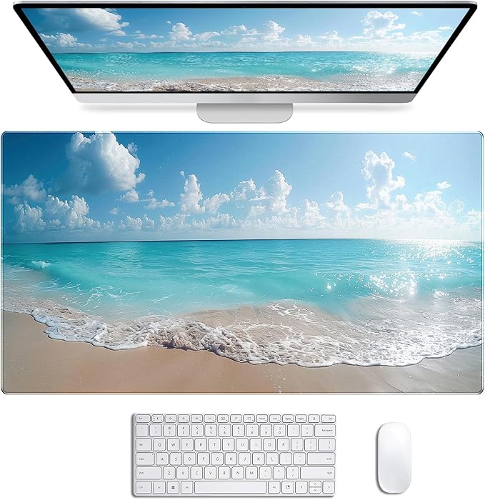 Beautiful Natural Scenery XL Mouse Pad Office Decoration Accessories Ocean Beach Anti Slip Gaming Mouse Pad 34.5x15.7 Inches