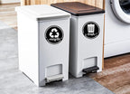 Strong Trash and Recycle Magnets, 3.5" Recycle Magnet for Trash Can, Magnetic Recycling Stickers for Kitchen Garbage Can and Recycling Bins with 4 Adhesive Stickers, Made in USA, Black 2 Pcs