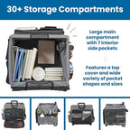 ECR4Kids Universal Rolling Cart with Canvas Organizer Bag, Mobile Storage, Black/Grey
