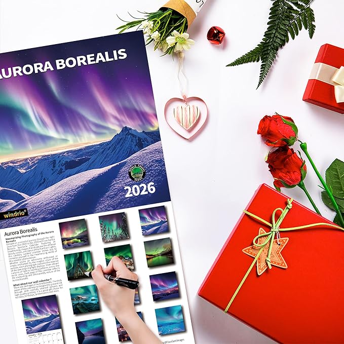 2026 Wall Calendar,Calendar 2026, November 2025 - December 2026, Wall Calendar Aurora, 12" x 24" Opened,Full Page Months Thick & Sturdy Paper for Gift Perfect Calendar Organizing & Planning