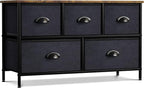 Sorbus Dresser with 5 Drawers - Storage Chest Organizer Unit with Steel Frame, Wood Top, Easy Pull Fabric Bins - Long Wide TV Stand for Bedroom Furniture, Hallway, Closet & Office Organization