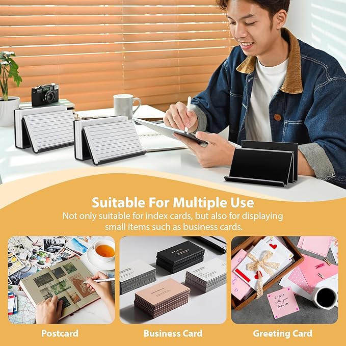 4 Pack 3x5 Index Card Display Holder Acrylic Cards Holder Stand Acrylic Business Card Holders Name Card Organizer Postcard Stand Display 200 Capacity for Studying Supplies No Card (Black, 4 Pack)