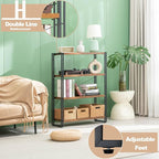 HCHQHS Bookshelf, 4-Tier Industrial Bookcase, Rustic Open Book Shelf, Freestanding Tall Bookshelves with Metal Frame