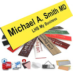 Door Name Plate Personalized for Office Yellow Plastic Name Plate Black Letters - Made in USA 2x12 B4