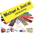 Door Name Plate Personalized for Office Yellow Plastic Name Plate Black Letters - Made in USA 2x8 B4