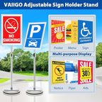 VAIIGO 6Packs Floor Standing Sign Holder Stands for Display 11x17Inch Pedestal Poster Sign Stand, Adjustable Sign Holder Stand for Vertical & Horizontal View Sign Display Stand, Silver