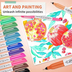 Affisure Permanent Markers, Ultra Fine Point Markers Set,16 Assorted Colors Work on Wood, Plastic, Paper, Metal, Stone, Glass for the Artist、Kids、Adult, 16 Count