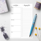 321Done Meal Planning Notepad, 5.5x8.5, Made in USA, M-F Weekly Menu Planner & Grocery List, Perforated Tear Off Checklist (50 Pages), Thick Paper, Simple Minimalist Design