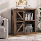 JOINICE,Printer Stand with Storage,File Cabinet with Socket and USB Charging Port,Farmhouse Paper Shredder Stand Rack with Slide-Out Shelf,Walnut