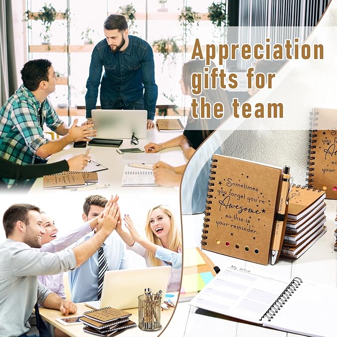 Moinchore 10 Sets Employee Appreciation Gift Inspirational Spiral Notebook with Bamboo Pen Sticky Note Thank You Valentines Day Gift for Coworker Office Staff Team Nurse Teacher (Sometimes You Forget)