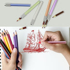 YOUSHARES Aluminum Assorted Colors Pencil Lengthener – Pencil Extender Holder for Colored Pencils in Regular Size (6 Pcs)