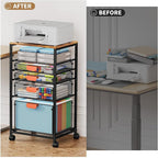 Marbrasse Rolling File Cart with 4 Storage Drawers, Mobile File Cabinet on Lockable Wheels, Hanging Filing Cabinet Organize, Under Desk Utility Cart for Home Office - Dark Brown