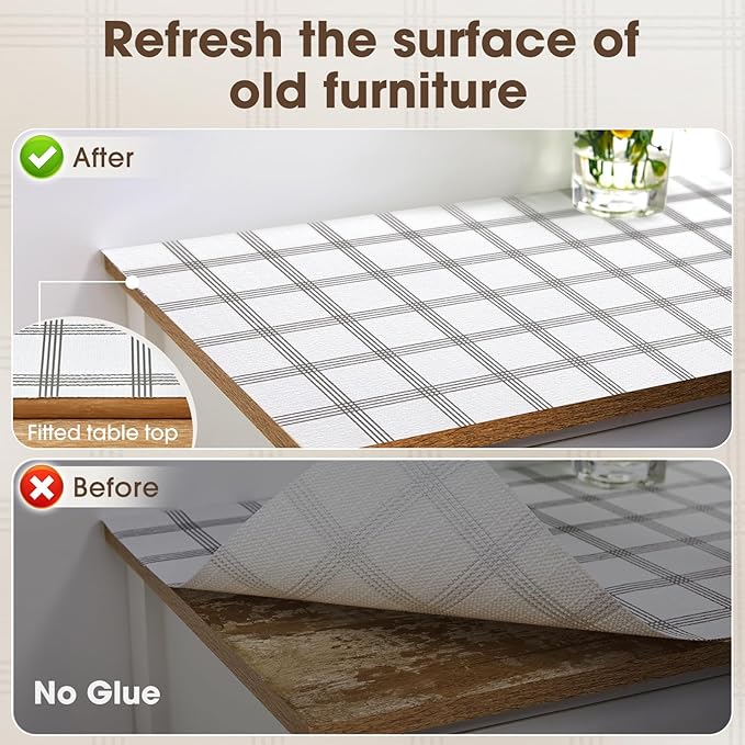 ALIUNI Drawer and Shelf Liner, Non-Slip Kitchen Cabinet Liners Non-Adhesive Thick Strong Grip Waterproof Washable Mats Protect Dresser Shelves Cupboard Bathroom Cabinets, White Stripes, 24IN X 20FT
