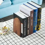 Large Bookend Hold Heavy Books- 7x4x5in 2 Pack Wood Bookends for Heavy Books Heavy Duty Walnut Book Ends for Men Wood Bookends for Office Desk Non-Skid