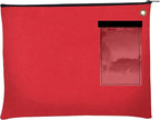BankSupplies Canvas Interoffice Mailer, 14 oz. - 14W x 11H - Red - Transit Bag - Large Zipper Bag with Grommet - Use with Padlock or Zip Tie for Security - Interoffice Mail Bag