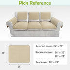 Couch Arm Covers, Waterproof Armrest Cover for Sofa, Armchair, Loveseat, Non-Slip Recliner Arm Covers, Sofa Headrest Covers, Arm Chair Covers Set of 2 (Sand, 24"×20")