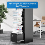 BYNSOE 4 Drawer File Cabinet with Lock Metal Vertical File Cabinet Office Home Vertical File Cabinet for A4 Legal/Letter Size Narrow File Cabinet Locked,Assembly Required (Black, 4 Drawers- Vertical)